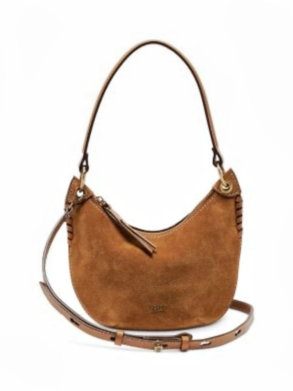bag&sh Suede Leather Shoulder Bag in Brown